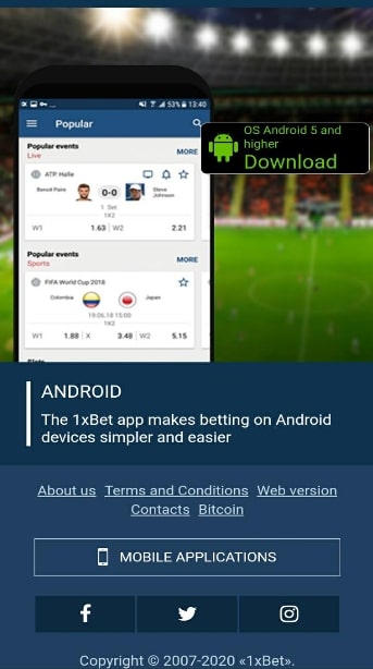 download 1xbet app ios